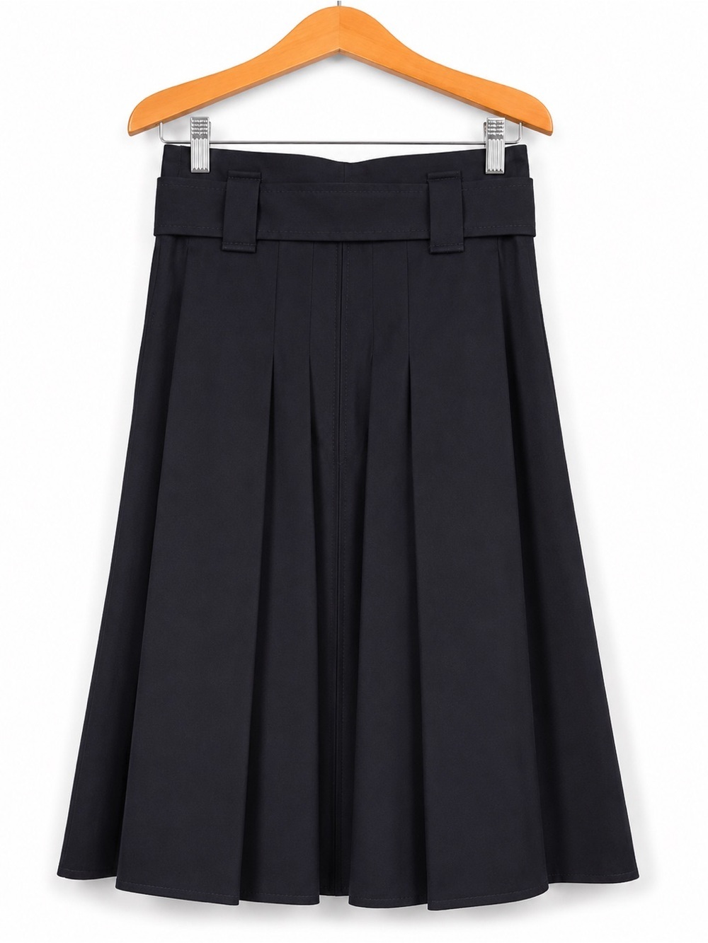Dorothee Schumacher Black Midi Skirt Belted A-Line Cotton Blend Size 0 Germany - Picture 3 of 11